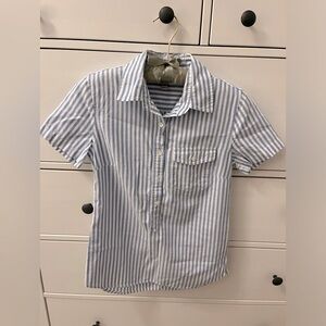 J.Crew Blue and White Stripe Short Sleeve Blouse